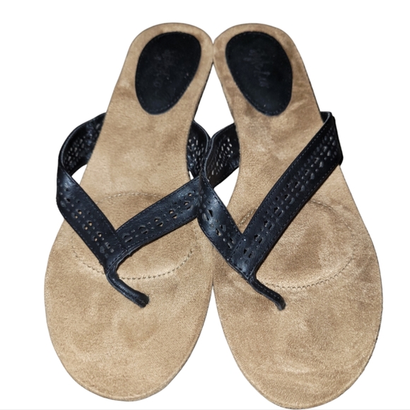 Style & Co women black wedge thong sandals, sz 7 - Picture 6 of 6